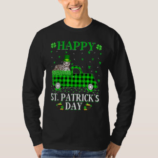 Funny Buffalo Plaid Green Truck White Tiger St Pat T-Shirt