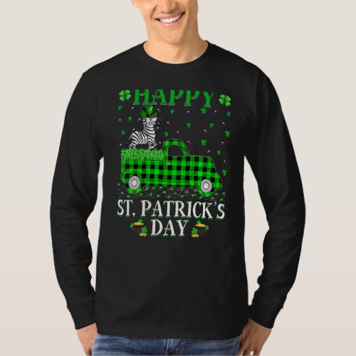 Funny Buffalo Plaid Green Truck Zebra St Patricks T_Shirt