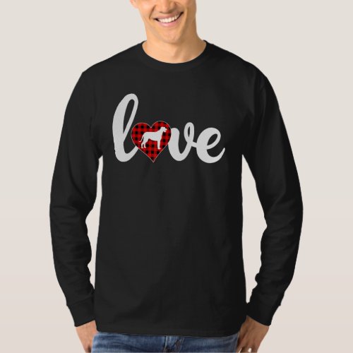 Funny Buffalo Plaid Love Irish Wolfhound Dog Valen T_Shirt