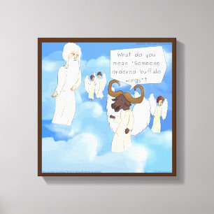 Funny Buffalo Wings In Heaven Canvas Print