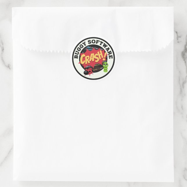 Funny Buggy Software  Classic Round Sticker (Bag)