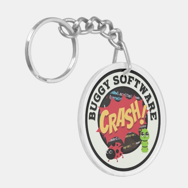 Funny Buggy Software Keychain (Front Left)