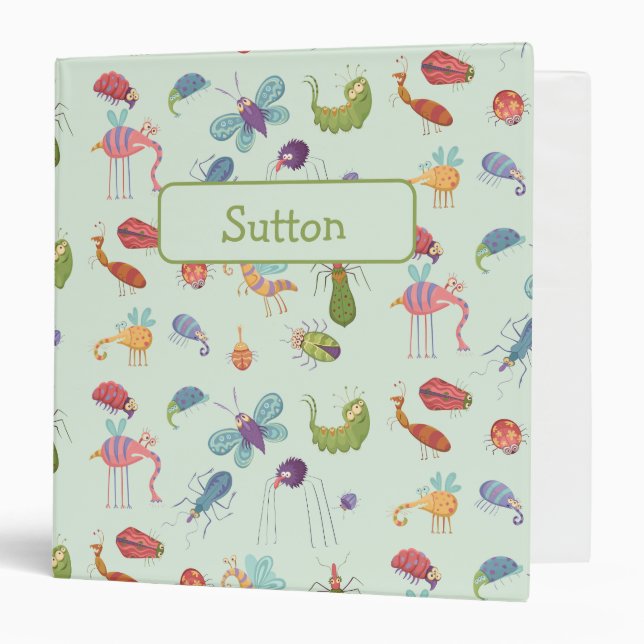 Funny Bugs Colorful Personalized 3 Ring Binder (Front/Inside)