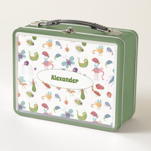 Funny Bugs Pattern Personalized Metal Lunch Box