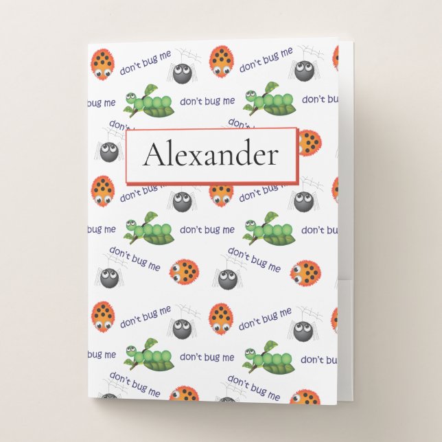 Funny Bugs Pattern Personalized Pocket Folder (Front)