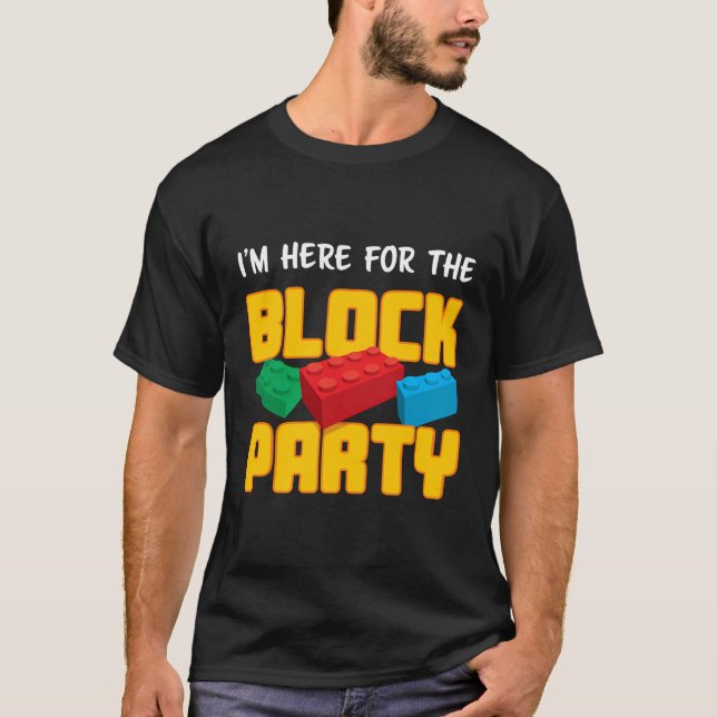 Funny Building Blocks Block Party Kids Men Women T-Shirt (Front)
