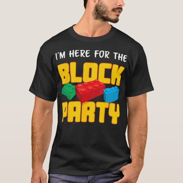 Funny Building Blocks Block Party Kids Parents Men T-Shirt (Front)