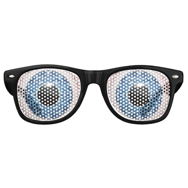 Funny Bulging Bloodshot Blue Eyes Retro Sunglasses (Front)
