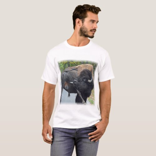 Funny Bull Bison Licking His Testicles T_Shirt