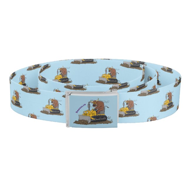 Funny bull driving bulldozer cartoon belt (Coil)