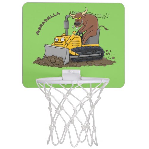 Funny bull driving bulldozer cartoon mini basketball hoop