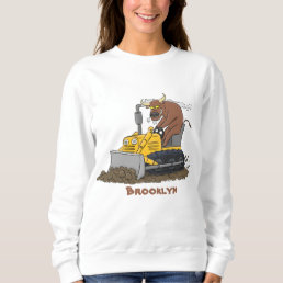 Funny bull driving bulldozer cartoon sweatshirt