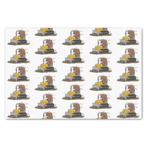 Funny bull driving bulldozer cartoon tissue paper