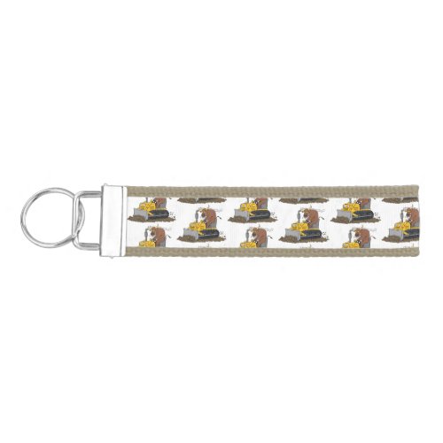 Funny bull driving bulldozer cartoon wrist keychain