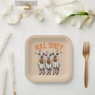 Funny Bull Sheet Vintage Halloween Paper Plates