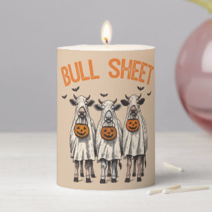 Funny Bull Sheet Vintage Halloween Pillar Candle