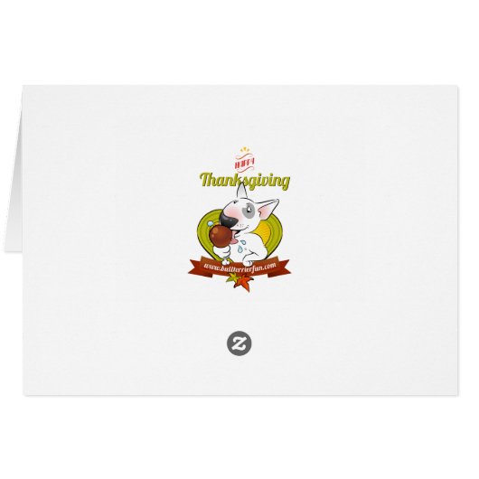Funny Bull Terrier Cartoon Thanksgiving Card (Back Horizontal)
