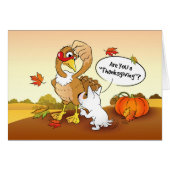 Funny Bull Terrier Cartoon Thanksgiving Card (Front Horizontal)