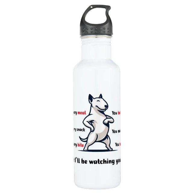 Funny Bull Terrier Dog Stainless Steel Water Bottle (Front)