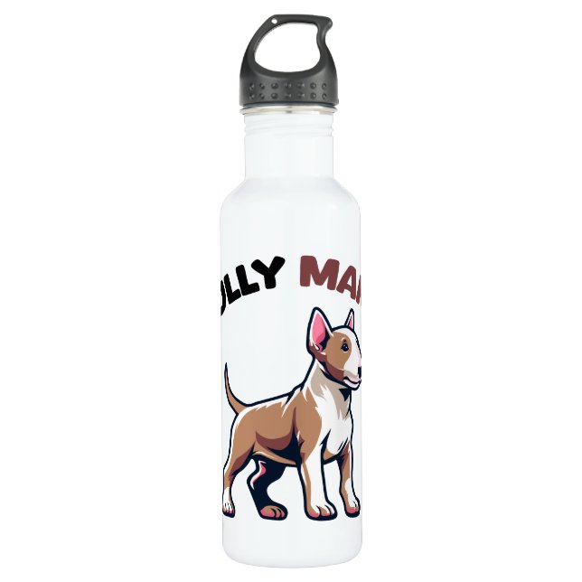 Funny Bull Terrier Dog Stainless Steel Water Bottle (Front)