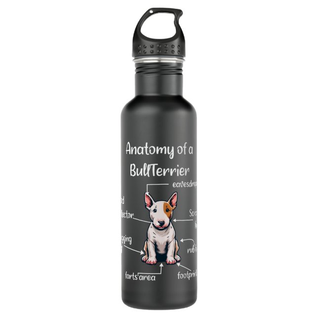 Funny Bull Terrier Dog Stainless Steel Water Bottle (Front)