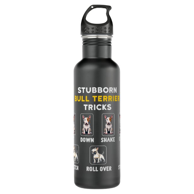 Funny Bull Terrier Dog Stainless Steel Water Bottle (Front)