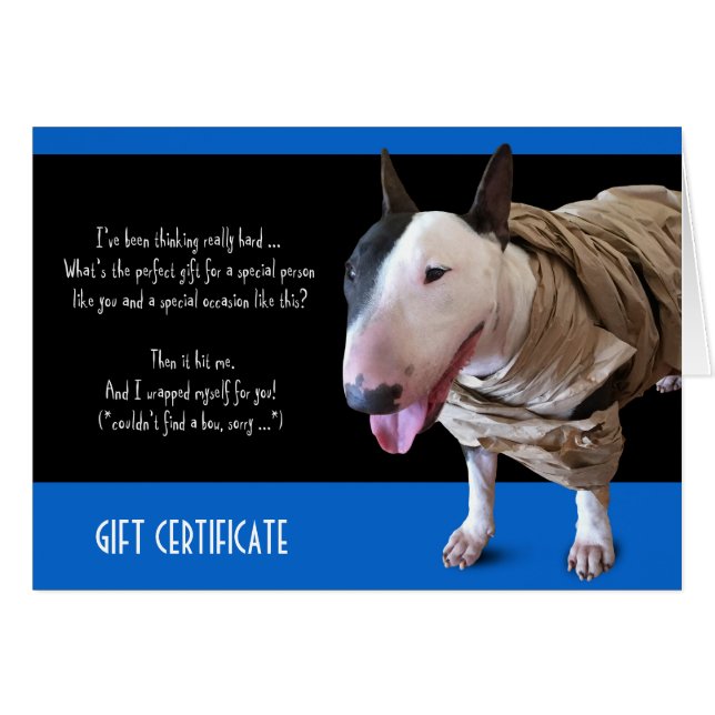Funny Bull Terrier Gift Card (Front Horizontal)