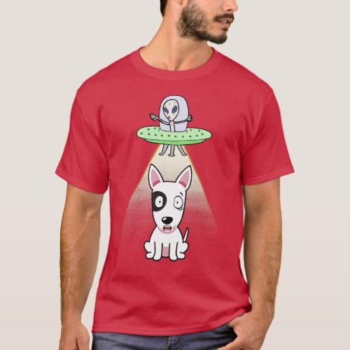 Funny bull terrier is being abducted by aliens T_Shirt