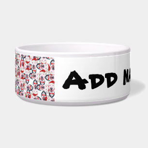 Funny Bull Terrier Name Christmas Pattern Bowl