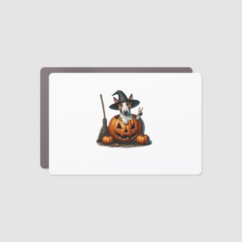 Funny Bull Terrier Witch Pumpkin Halloween Mens Wo Car Magnet