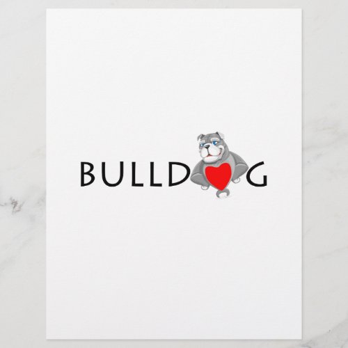 Funny Bulldog Cartoon Love Red Heart