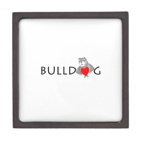 Funny Bulldog Cartoon Love Red Heart Keepsake Box