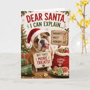 Funny Bulldog Christmas Card Design – Dear Santa