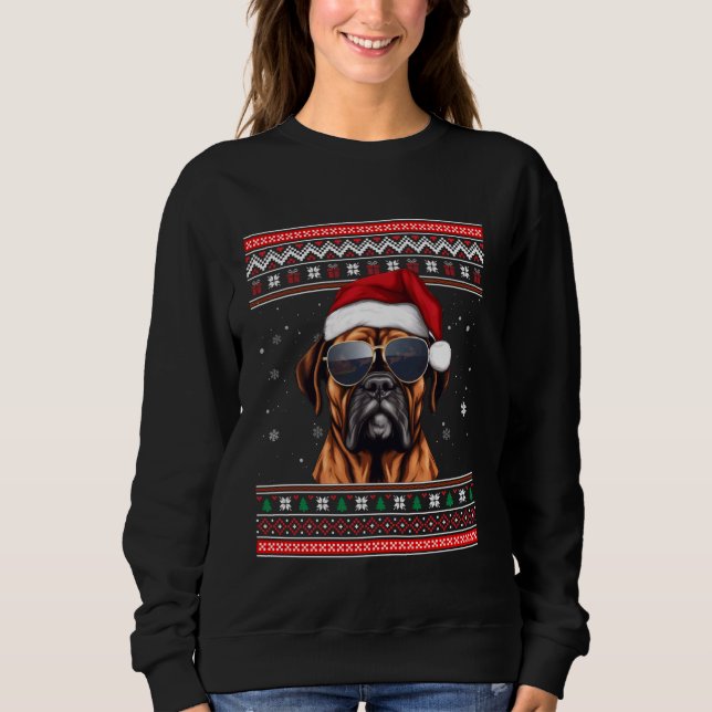 Funny Bulldog Christmas Reindeer Dog Lover Xmas Ug Sweatshirt (Front)