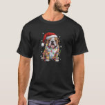 Funny Bulldog Dog Christmas Tree Light Xmas Santa  T-Shirt