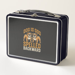Funny Bulldog Dog Is God Spelled Backward Metal Lunch Box