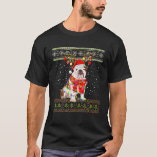 Funny Bulldog Dog Ugly Christmas Lights Sweater Ma