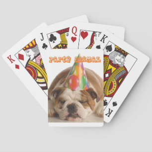 Funny Bulldog Gifts-Party Animal Sleeping Bulldog Poker Cards