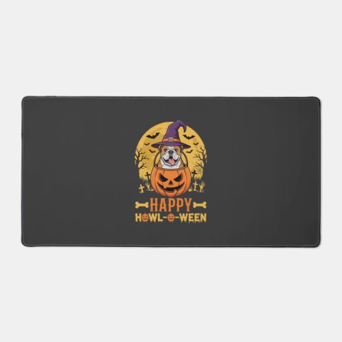 Funny Bulldog Halloween Happy Howl-O-Ween Vintage Desk Mat