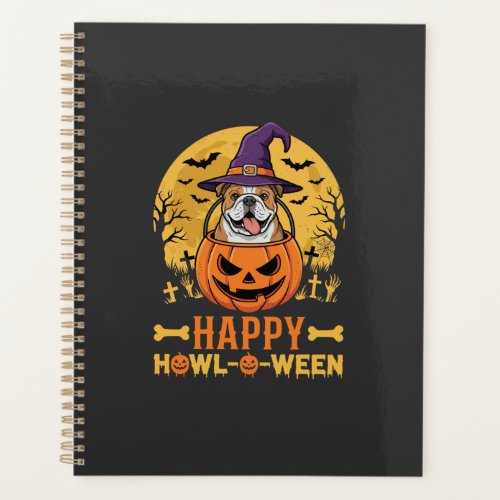 Funny Bulldog Halloween Happy Howl-O-Ween Vintage Planner