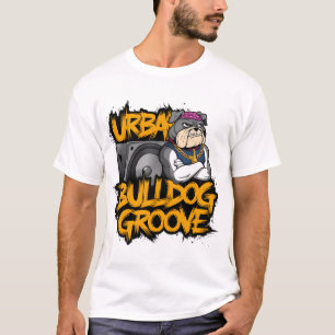 Funny Bulldog in 90s Hip-Hop Style T-Shirt