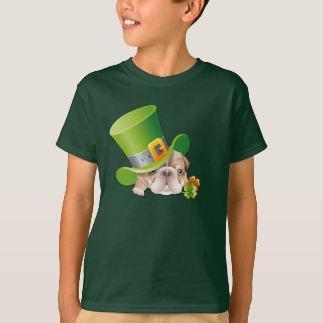 Funny Bulldog Leprechaun St.Patrick's Day T-Shirt (Front)