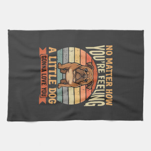 Funny Bulldog Love Quote Retro Dog Kitchen Towel