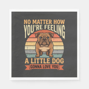Funny Bulldog Love Quote Retro Dog Napkins