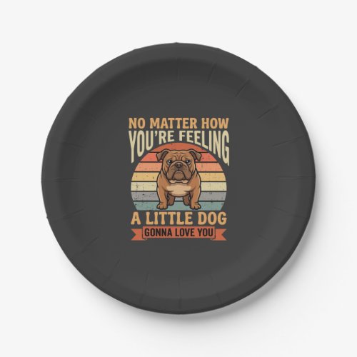 Funny Bulldog Love Quote Retro Dog Paper Plates