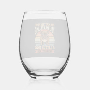 Funny Bulldog Love Quote Retro Dog Stemless Wine Glass