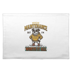 Funny Bulldog Quote Vintage Engraving T-Shirt Desi Cloth Placemat