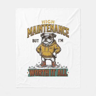 Funny Bulldog Quote Vintage Engraving T-Shirt Desi Fleece Blanket
