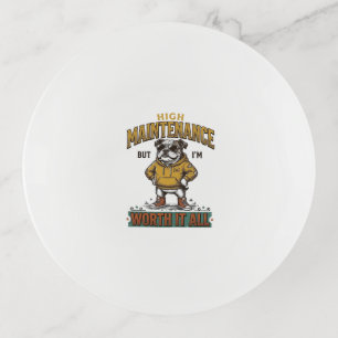 Funny Bulldog Quote Vintage Engraving T-Shirt Desi Trinket Tray