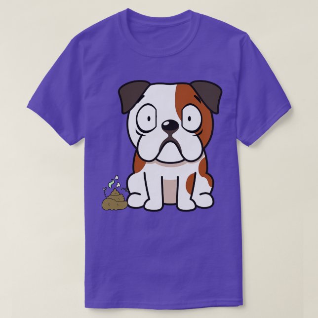Funny Bulldog Smells Poo Poo  T-Shirt (Design Front)